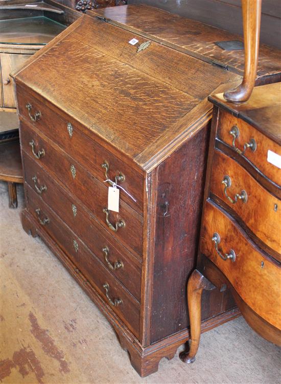Oak bureau converted linen press
